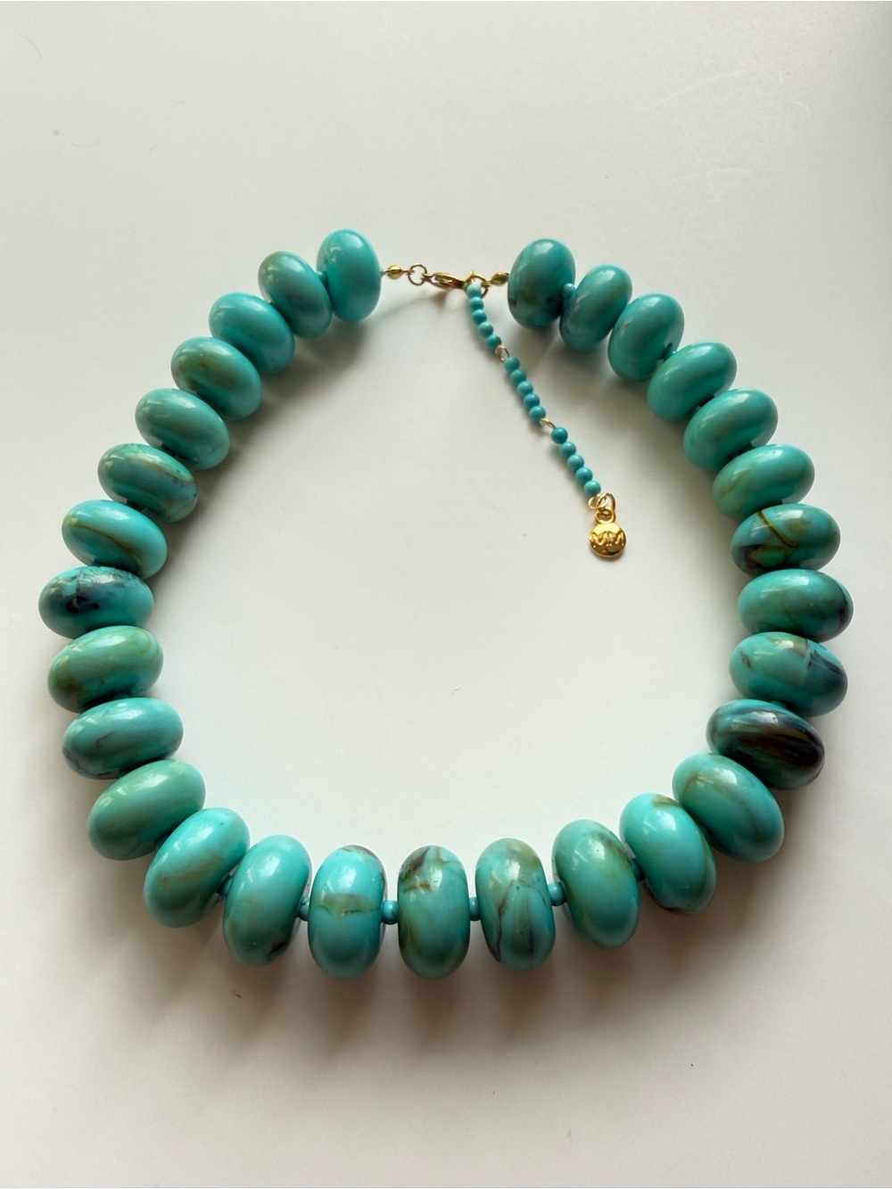 NEW Mayamar Blue Turquoise Chunky Oval Beaded Choker Necklace Coastal